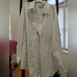 Charles Tyrwhitt Blue and Yellow Striped Shirt Non Iron With Cuff Link Cuffs.